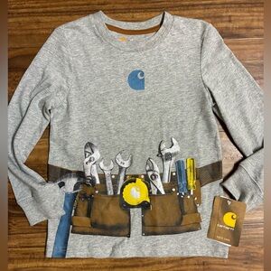 Carhartt Kids Gray Long Sleeve Tee with Tool Belt Design